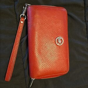 Michael Kors Red Leather Wristlet